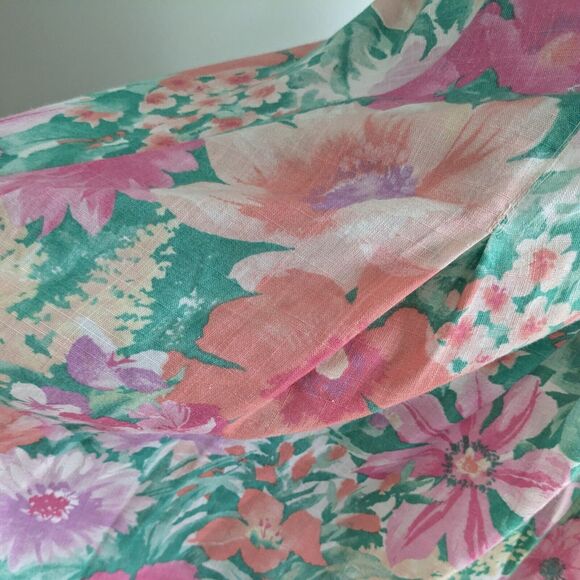 Vintage Midi Dress Fit Flare Floral 80s 90s Housewife Retro Pink Green Button 10 - Picture 12 of 16